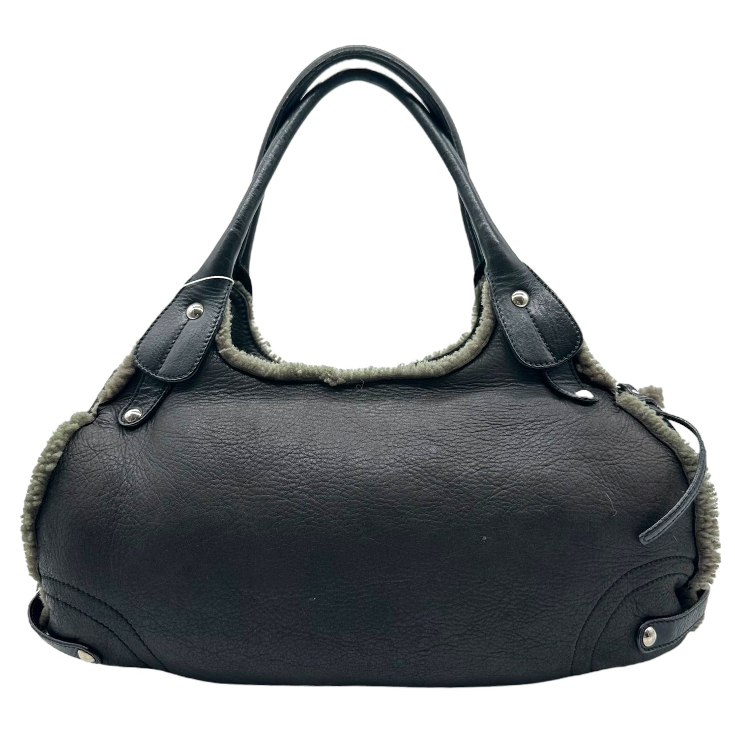 Salvatore Ferragamo Black & Green Shearling Shoulder Bag - Outfit Repeater