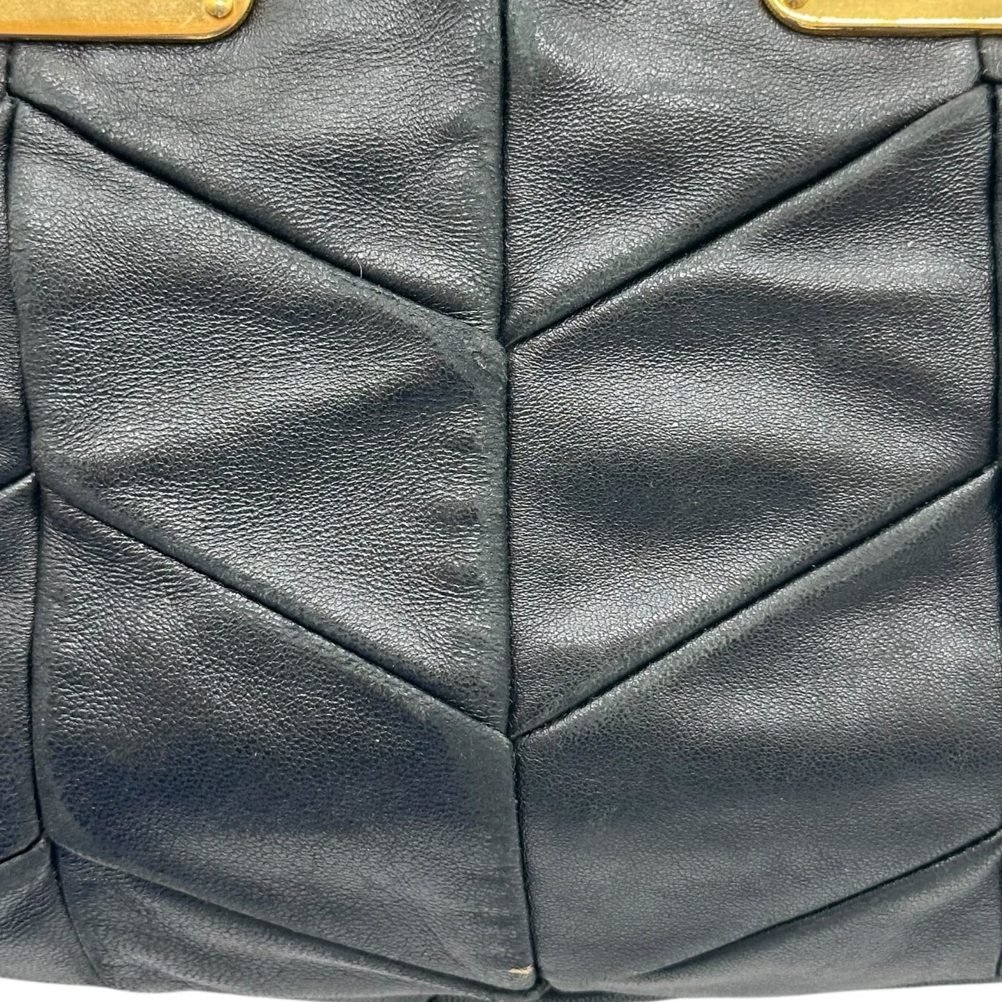 Miu Miu Black Quilted Leather & Gold Handles 2-Way Crossbody Clutch Bag
