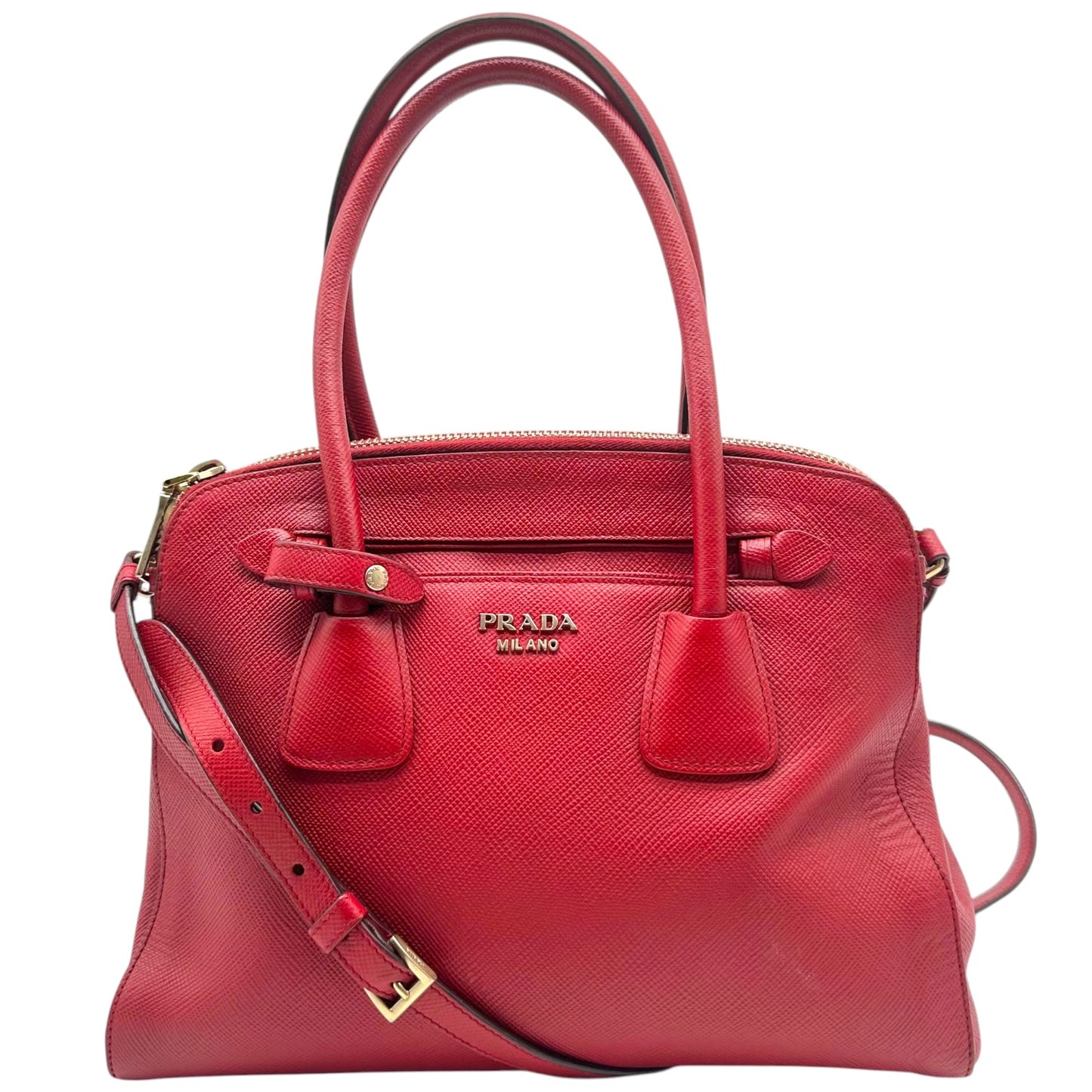 Prada Red Saffiano Leather 2-Way Shoulder Bag