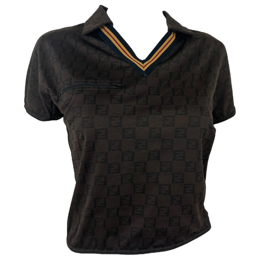 Fendi Brown Zucchino Monogram Crop Polo