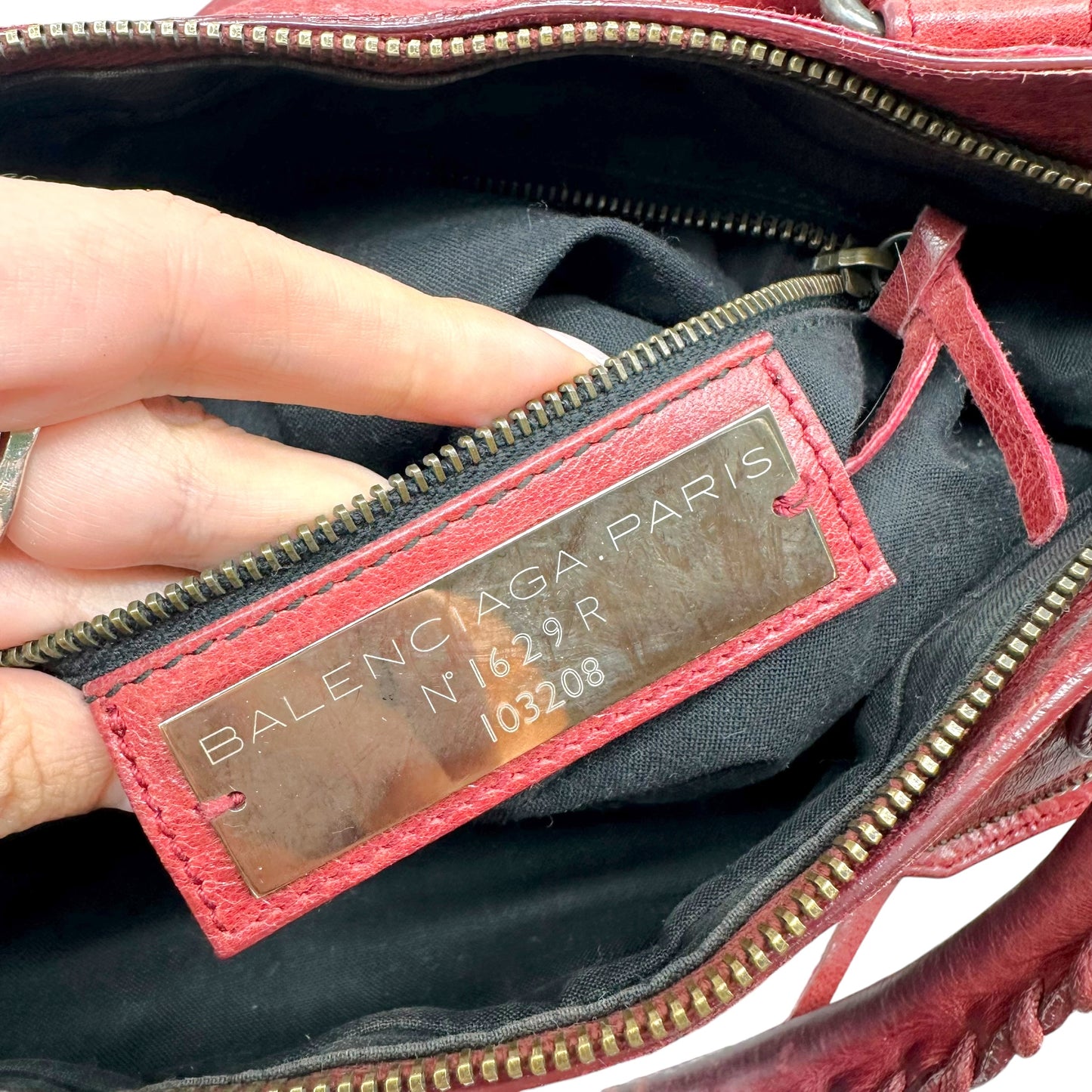 Balenciaga Burgundy Leather 2-Way City Bag