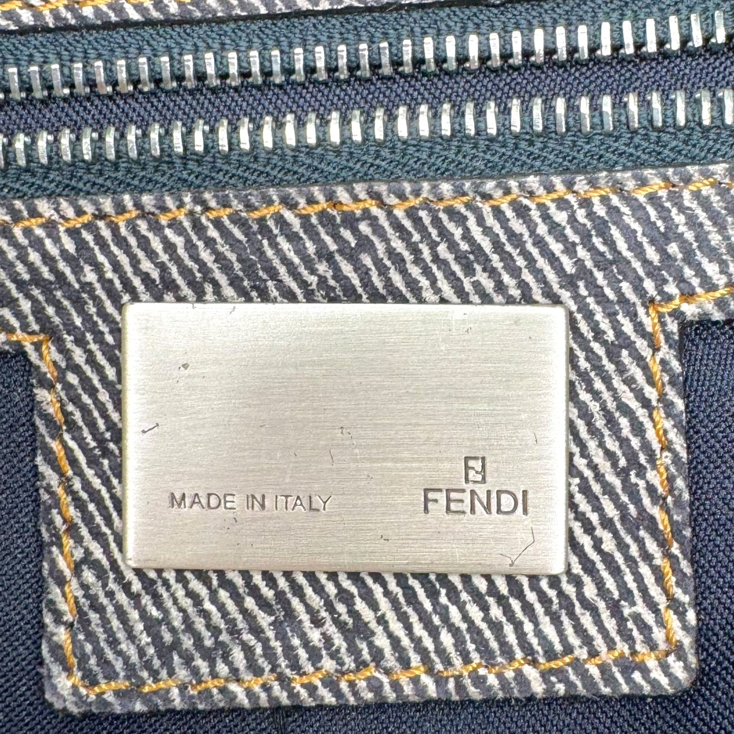 Fendi Blue 'Denim' Suede Baguette Bag - Outfit Repeater