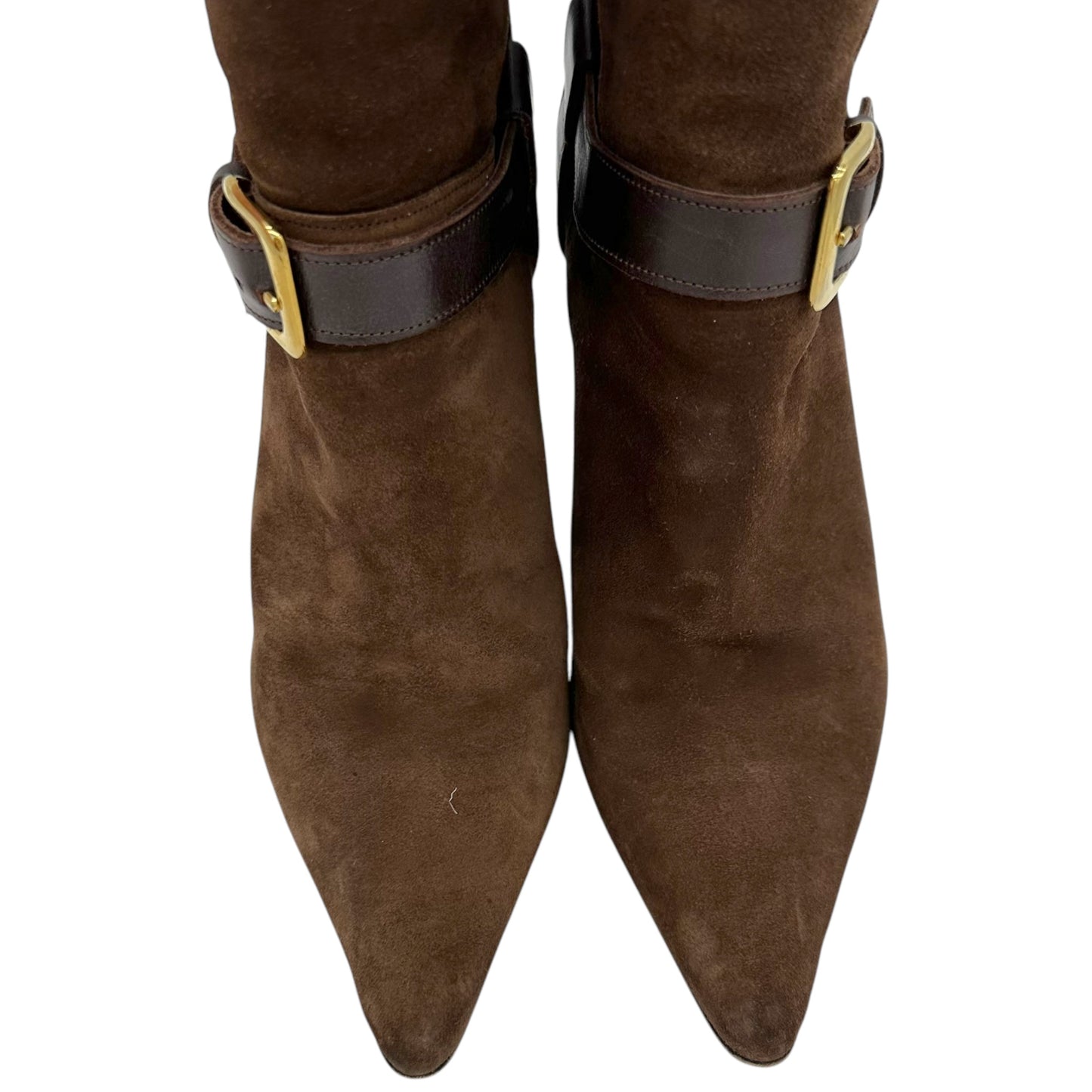 D&G Dolce & Gabbana Brown Suede Heeled Boots