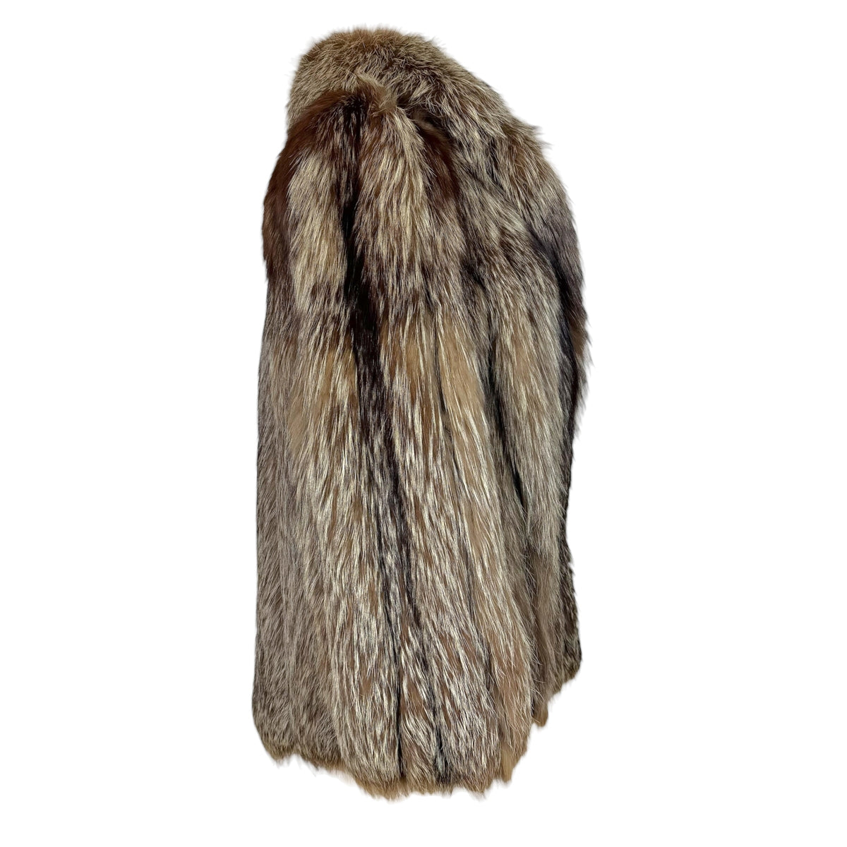Rotiny Silver Fox Fur Coat Brown Ivory 1990s Vintage