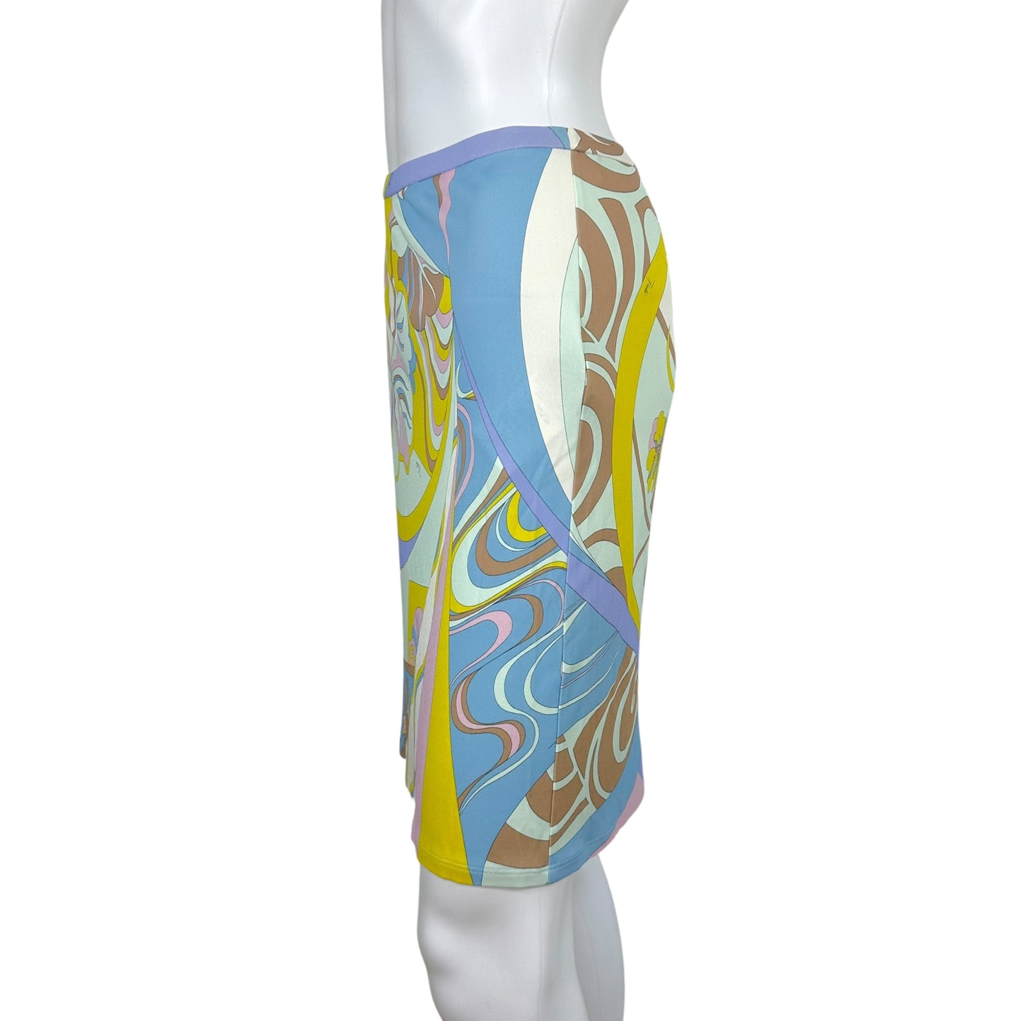 Emilio Pucci Silk Knit Midi Skirt Multicolor Pastel Print