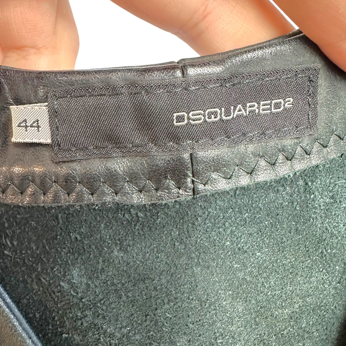 Dsquared2 Black Leather Cropped Vest
