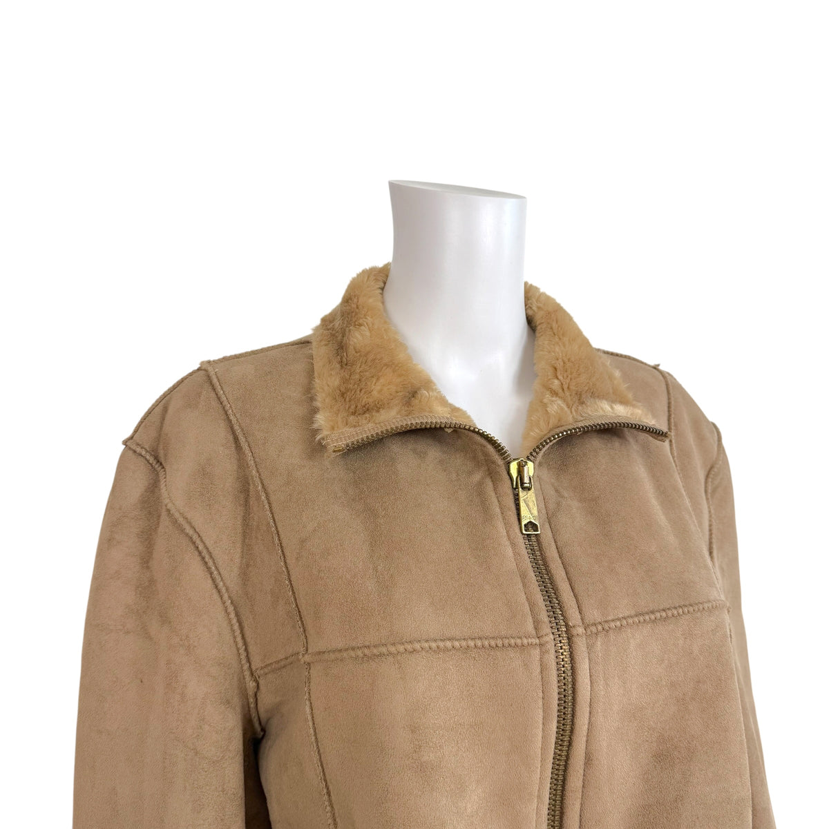 Dolce & Gabbana Tan Shearling Zip-Up Jacket