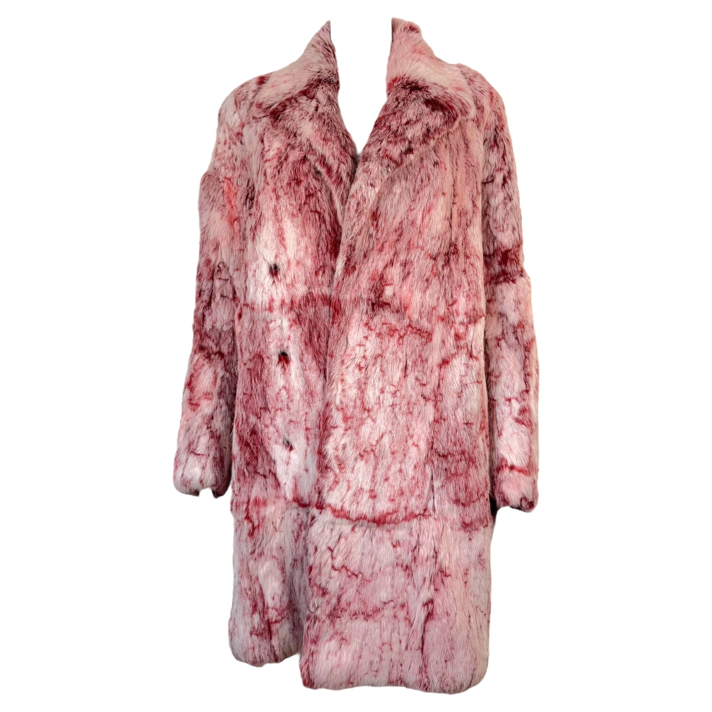 Vintage Pink Rabbit Fur Knee Length Coat - Outfit Repeater