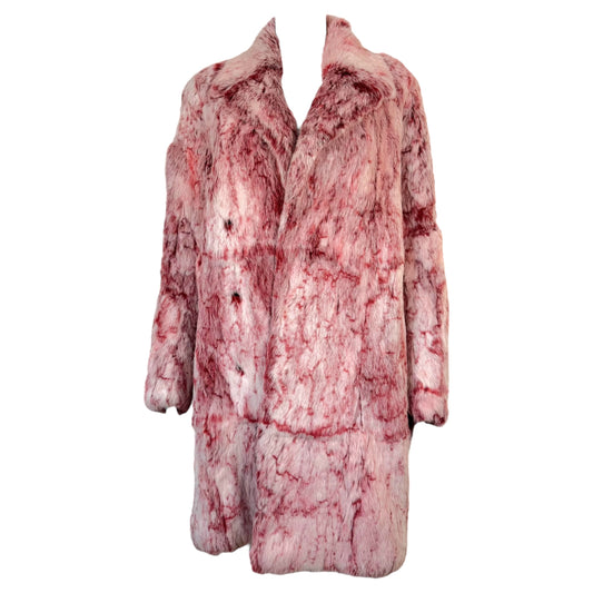 Vintage Pink Rabbit Fur Knee Length Coat - Outfit Repeater