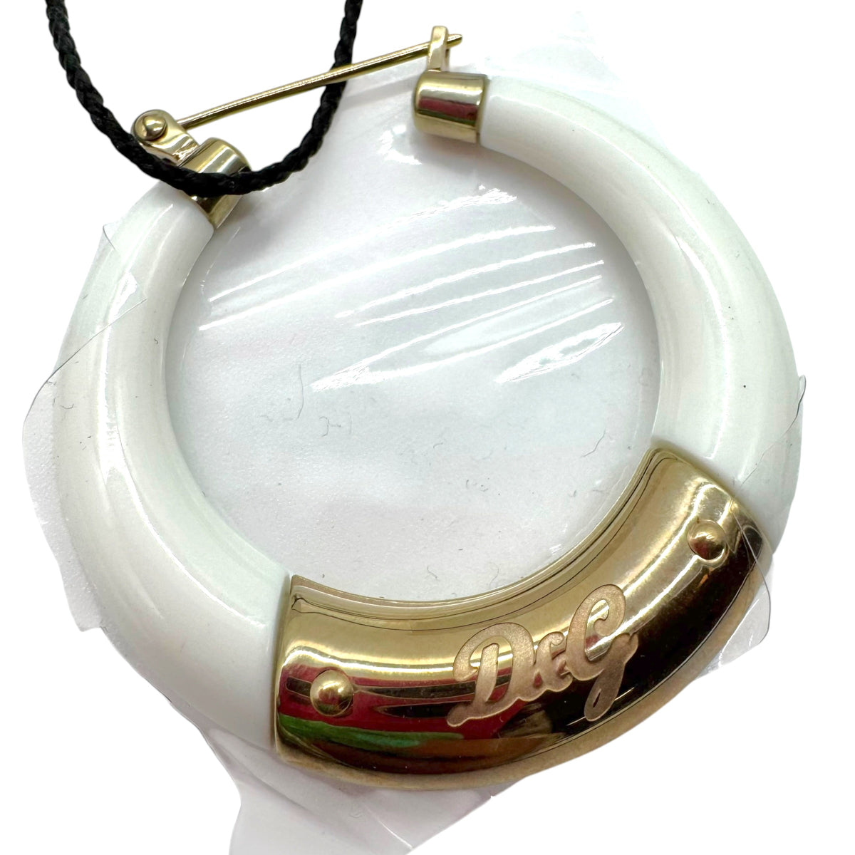 Dolce & Gabbana White Gold Logo Hoop Earrings