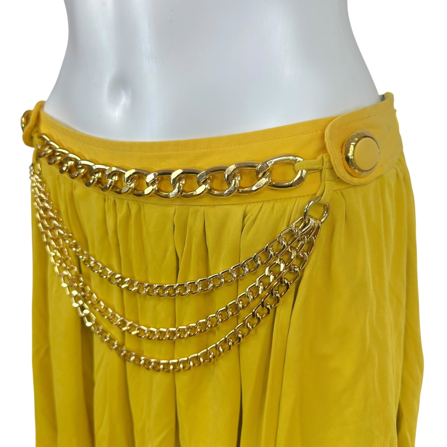 D&G Dolce & Gabbana Yellow Chain Embellished Mini Skirt