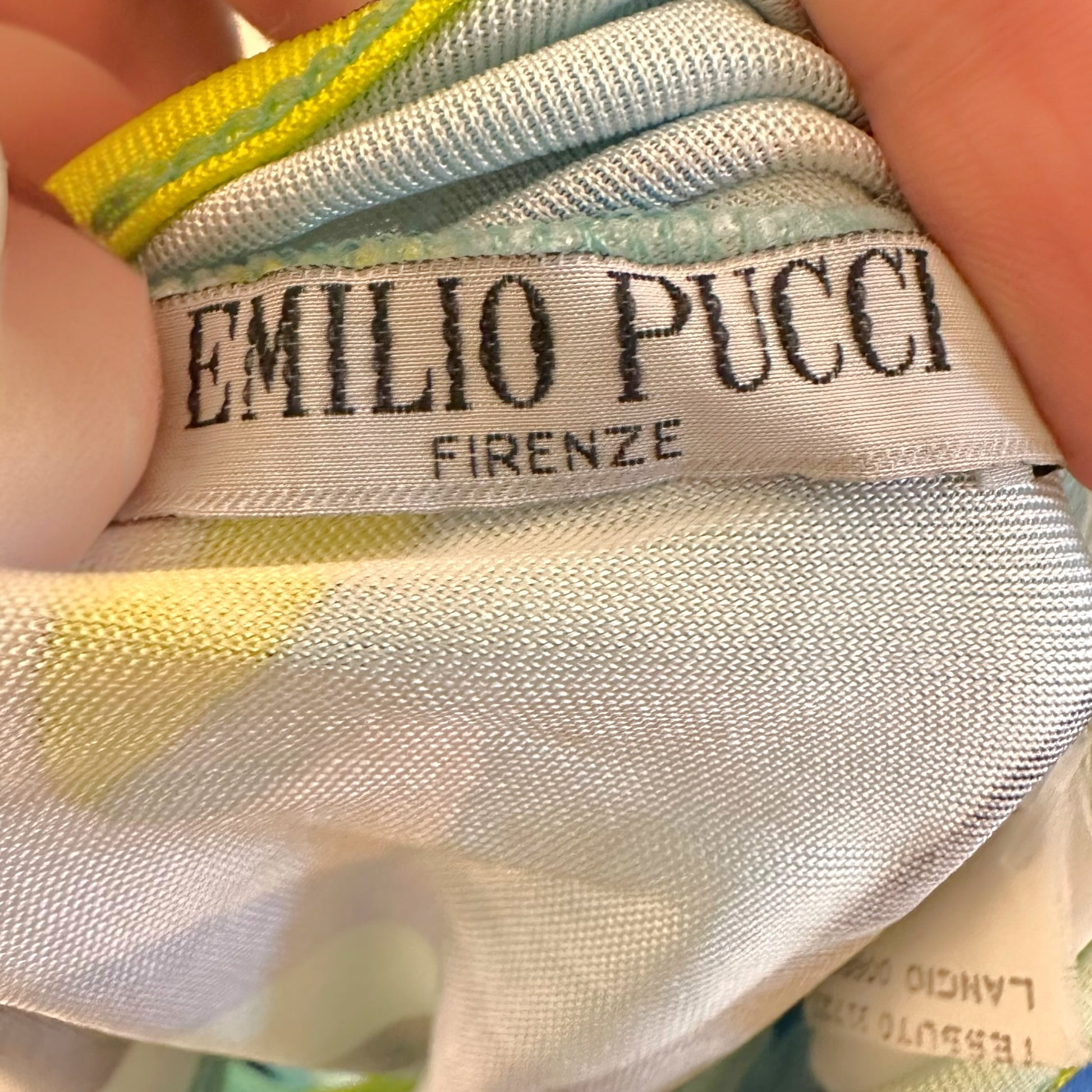 Emilio Pucci Silk Knit Tank Blue Green Abstract Print