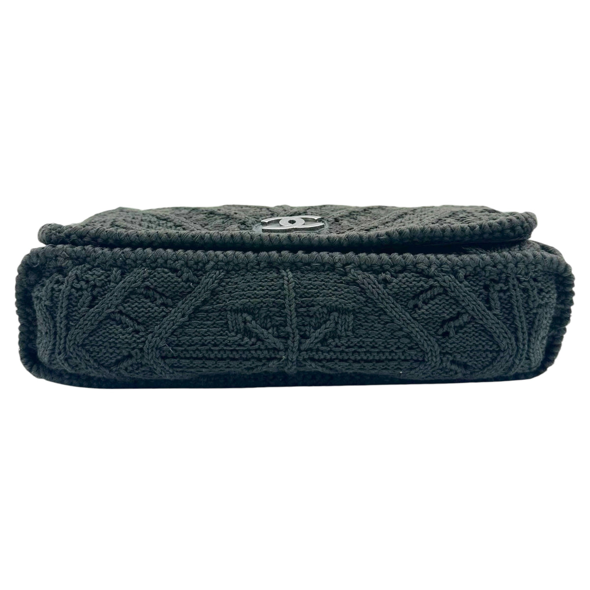 Chanel Black Cable Knit Small Flap Shoulder Bag