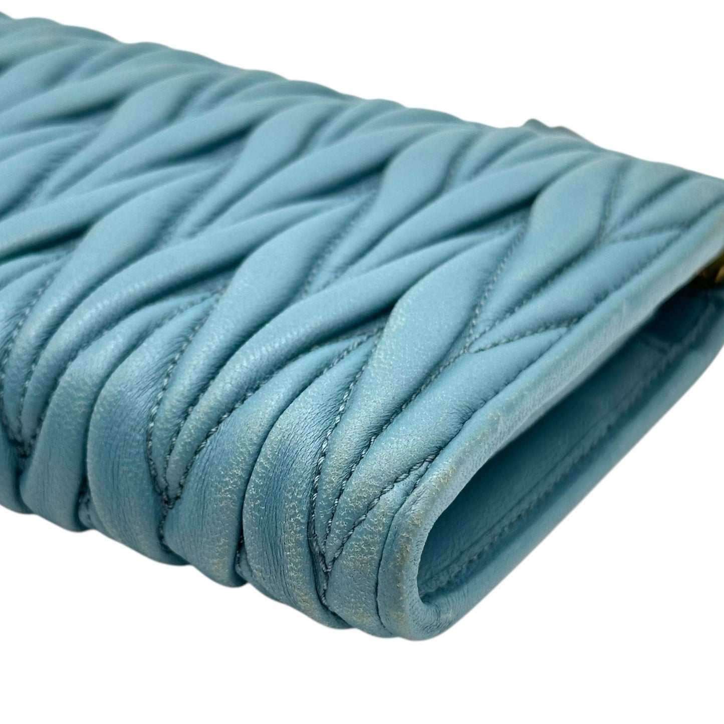 Miu Miu Blue Quilted Matelasse Leather Long Wallet - Outfit Repeater