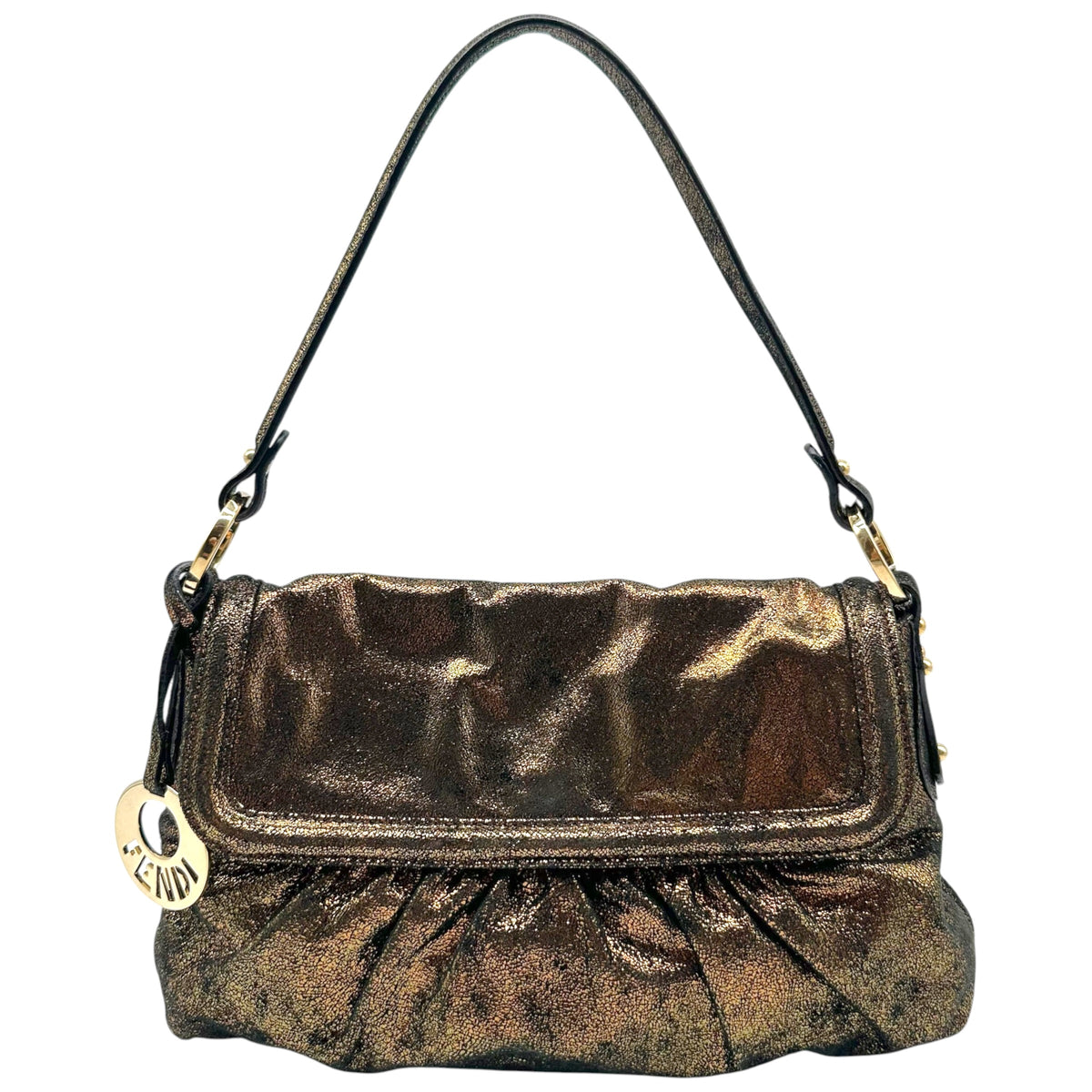 Fendi Bronze Metallic Suede Shoulder Bag