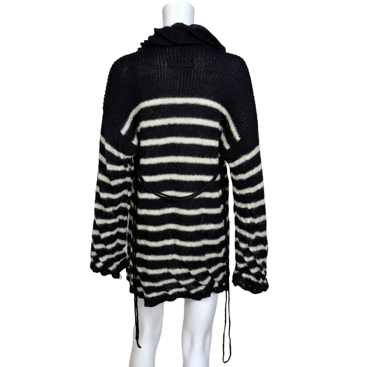 Jean Paul Gaultier Alpaca Knit Black & White Striped Wrap Cardigan