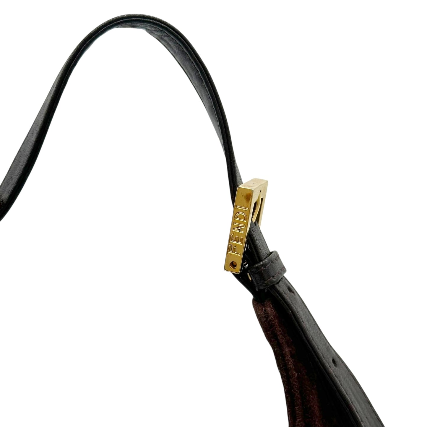 Fendi Brown Suede Baguette Bucket Shoulder Bag