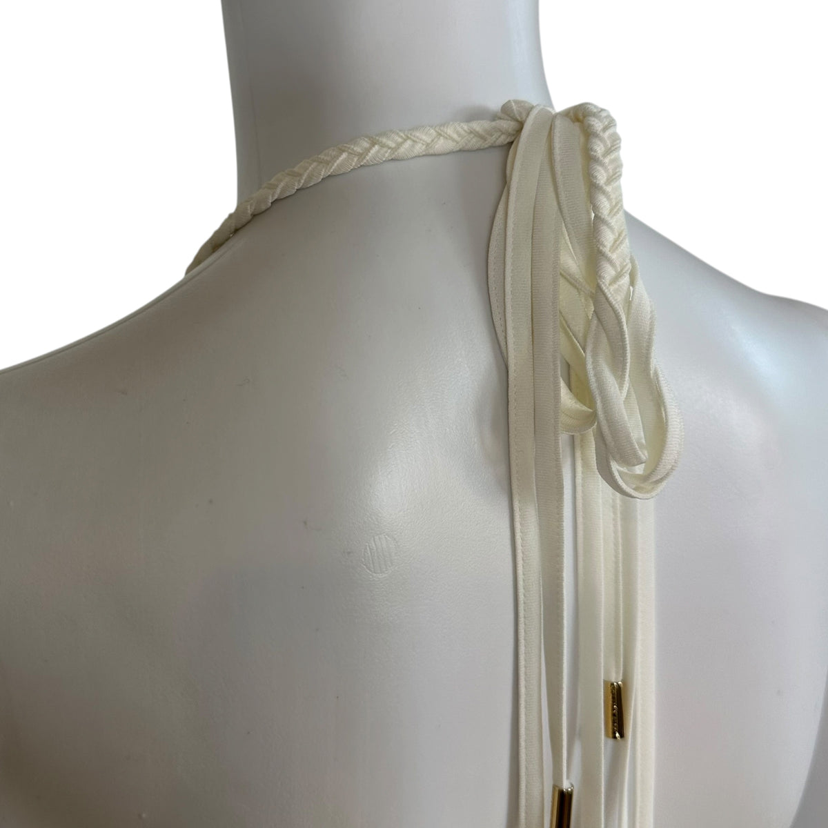Louis Vuitton White Braided Strap Open Back Halter Mini Dress