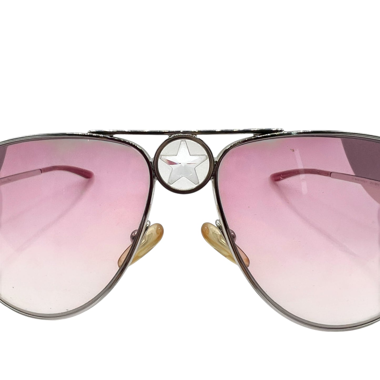 Christian Dior DiorHippy1 Pink & Silver Star Gradient Aviator Sunglasses w/ Case