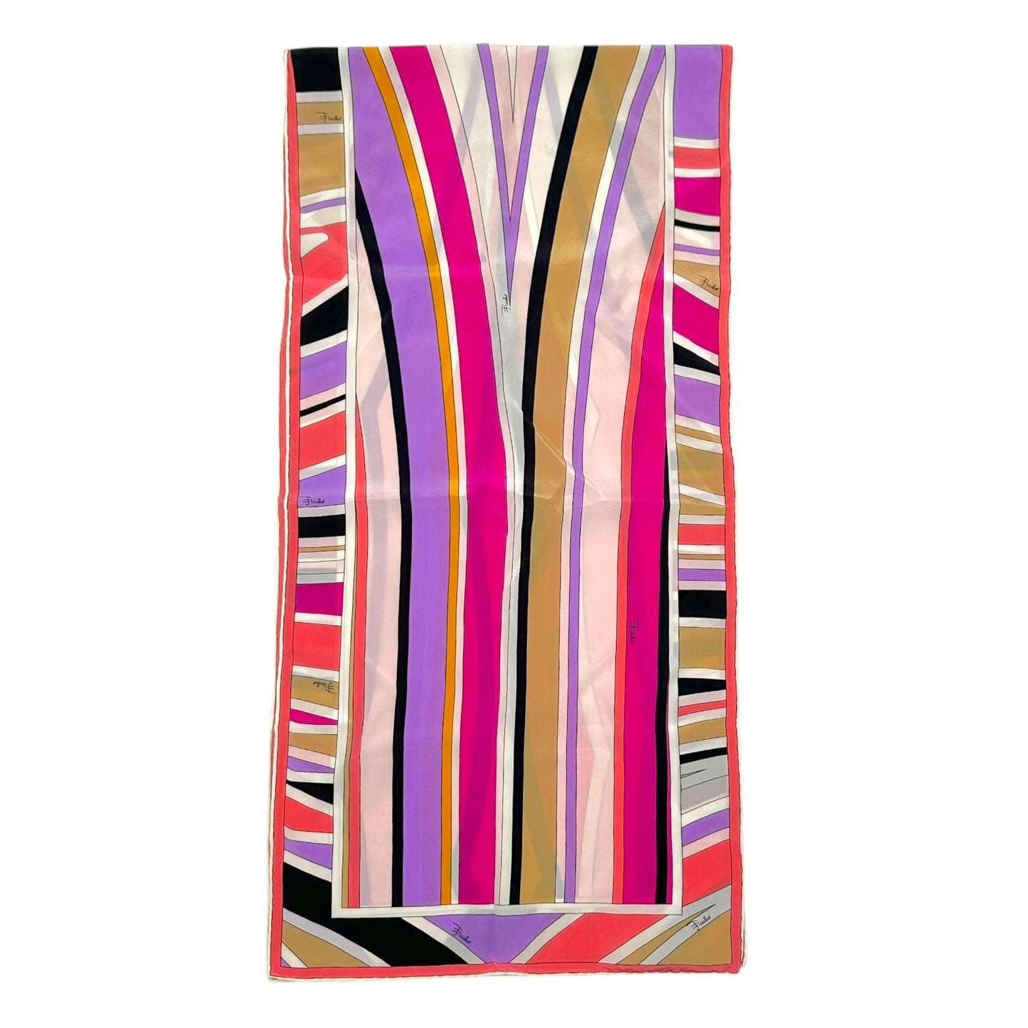 Emilio Pucci Pink & Purple Multi Printed Silk Scarf