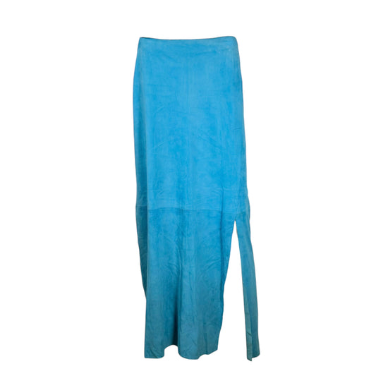 Dolce & Gabbana Turquoise Blue Suede Maxi Skirt