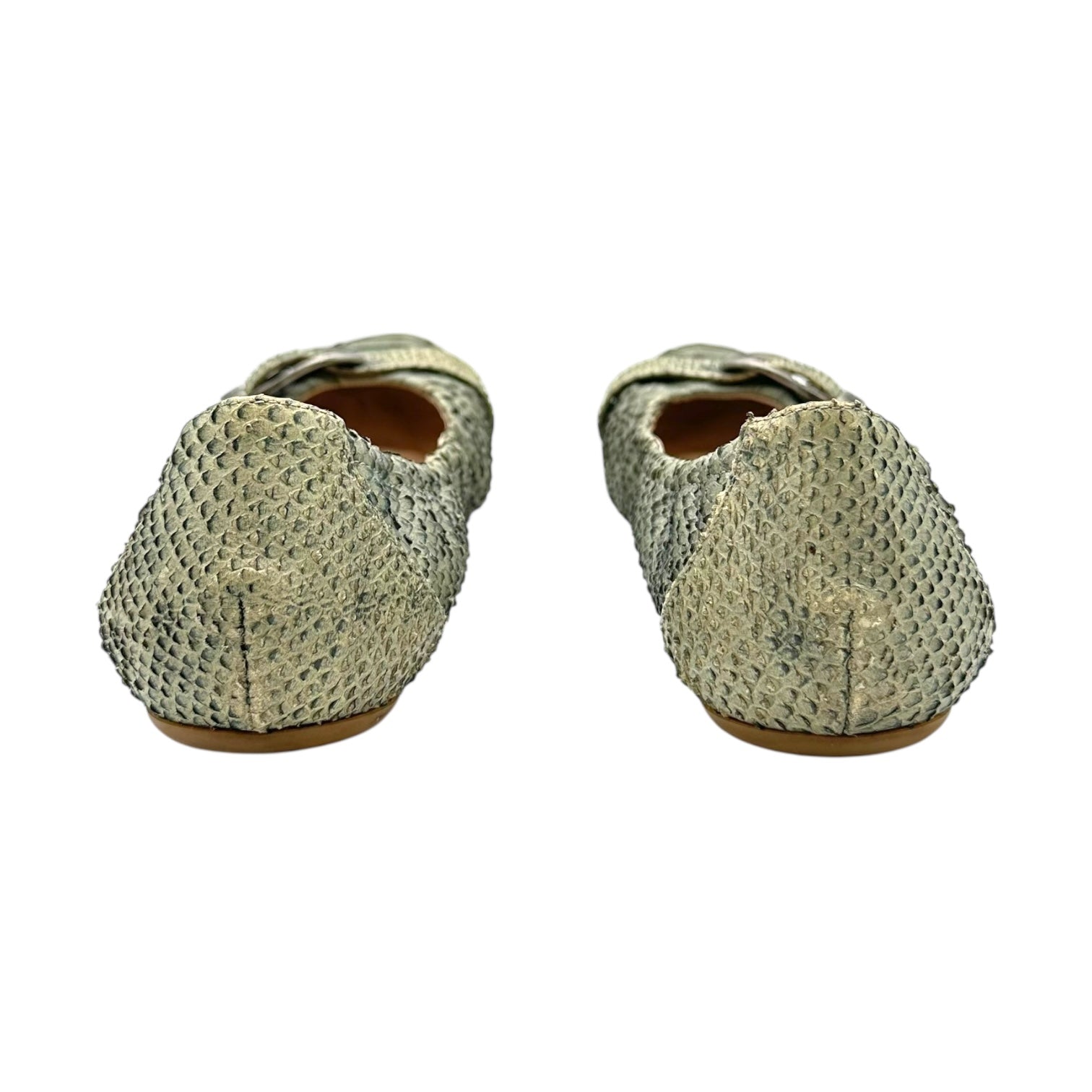 Christian Dior Pale Green Snakeskin Gaucho Flats - Outfit Repeater