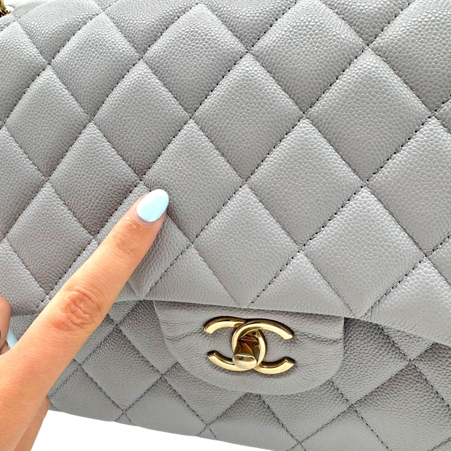 Chanel Gray Caviar Medium Double Flap Bag