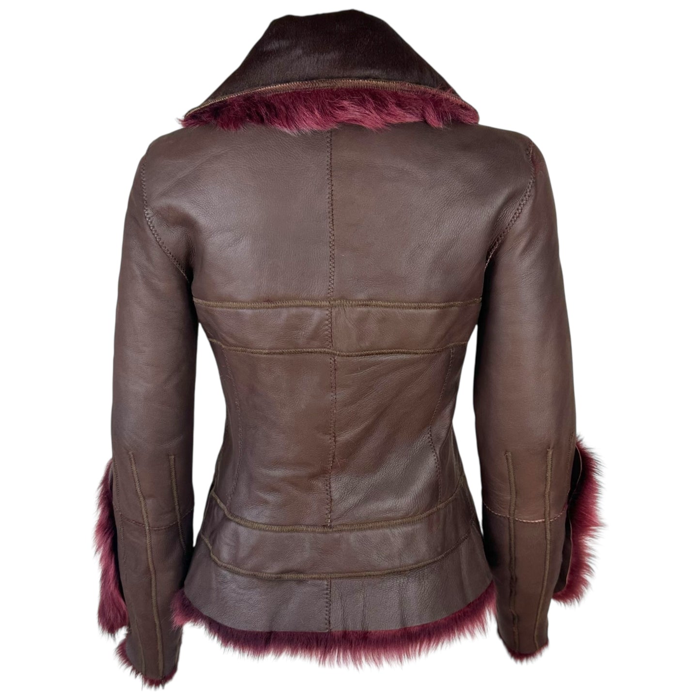 Fendi Burgundy Lambskin & Shearling Reversible Jacket