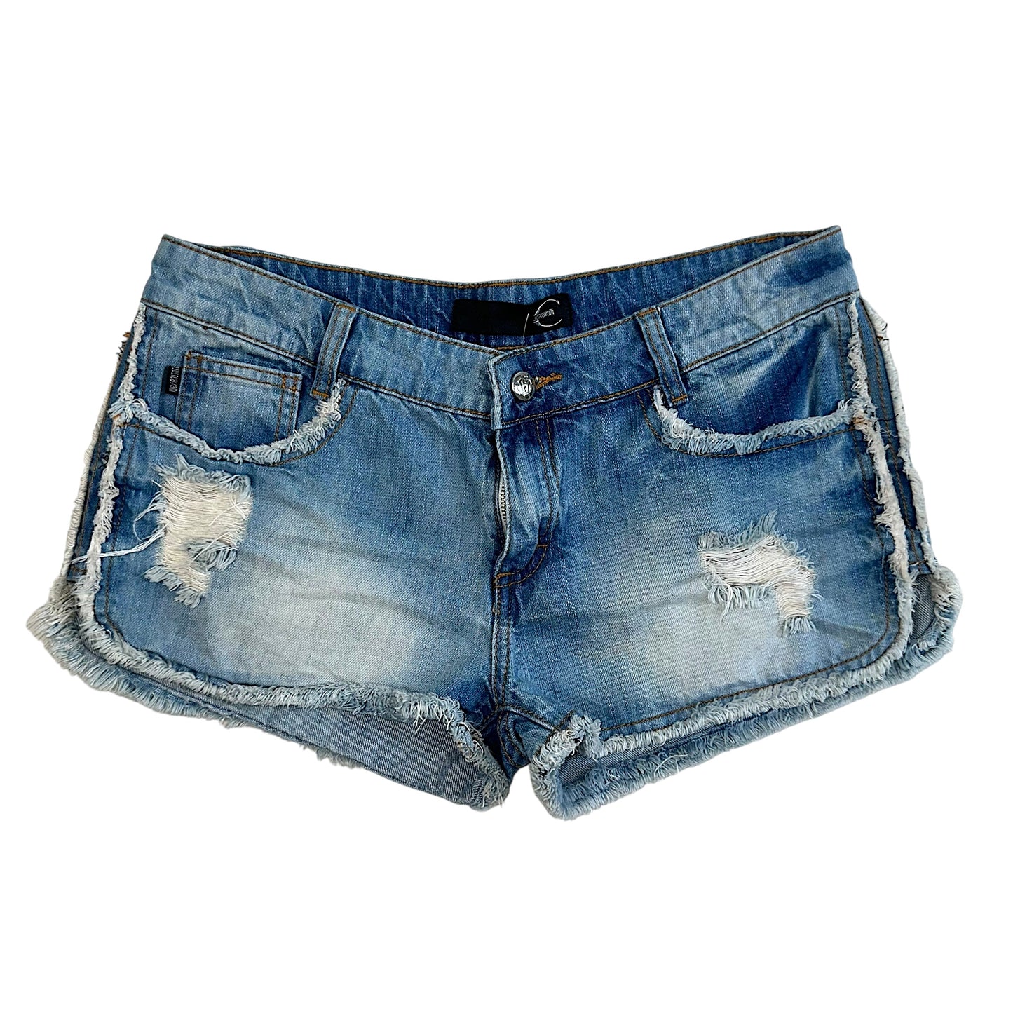 Just Cavalli Roberto Cavalli Distressed Denim Mini Shorts