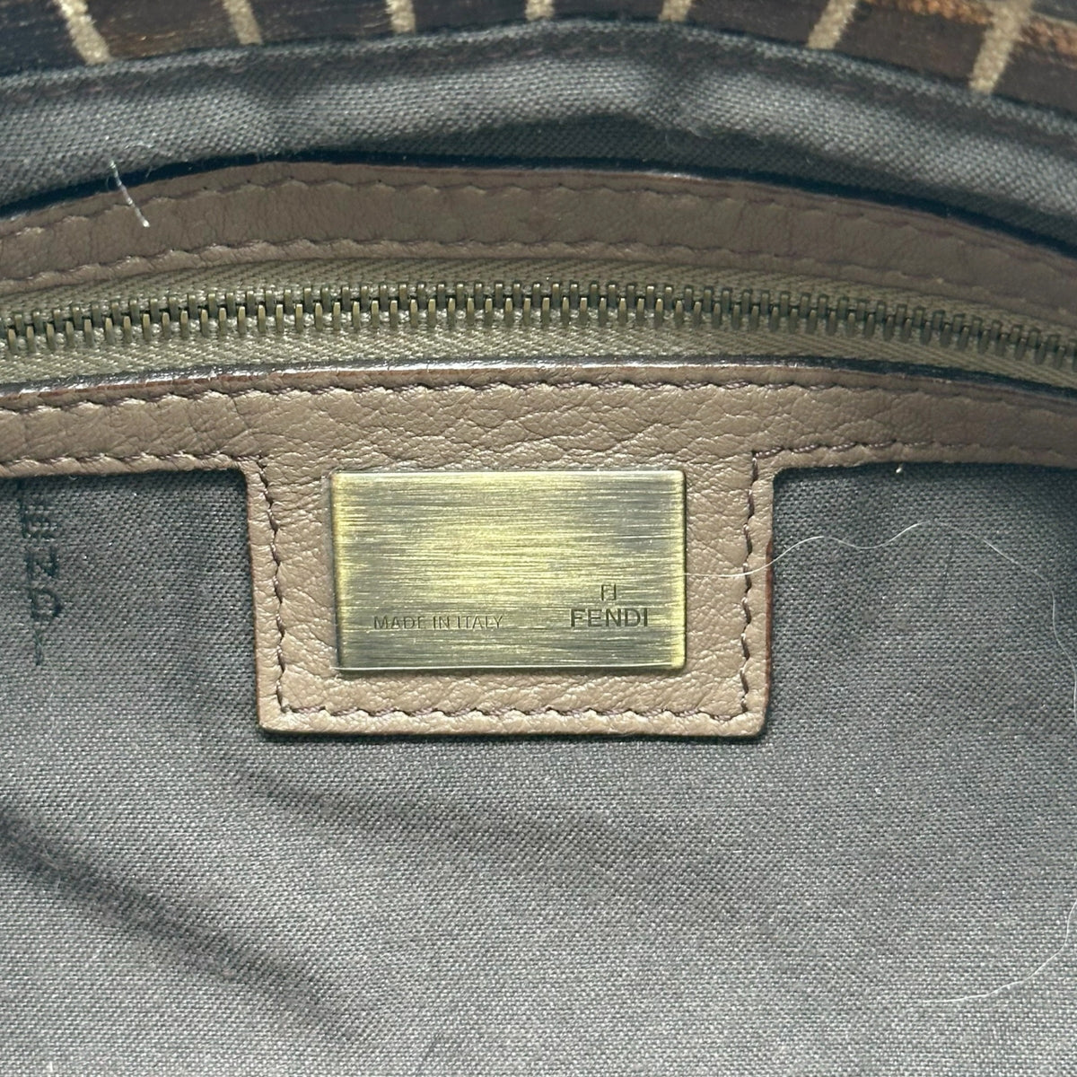 Fendi Brown Metallic 'Croc' Canvas Embossed Medium Chef Bag