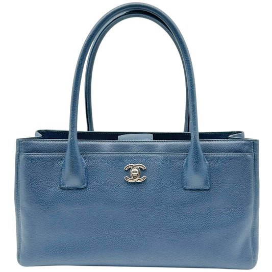 Chanel Blue Leather Small East West Executive Tote Bag