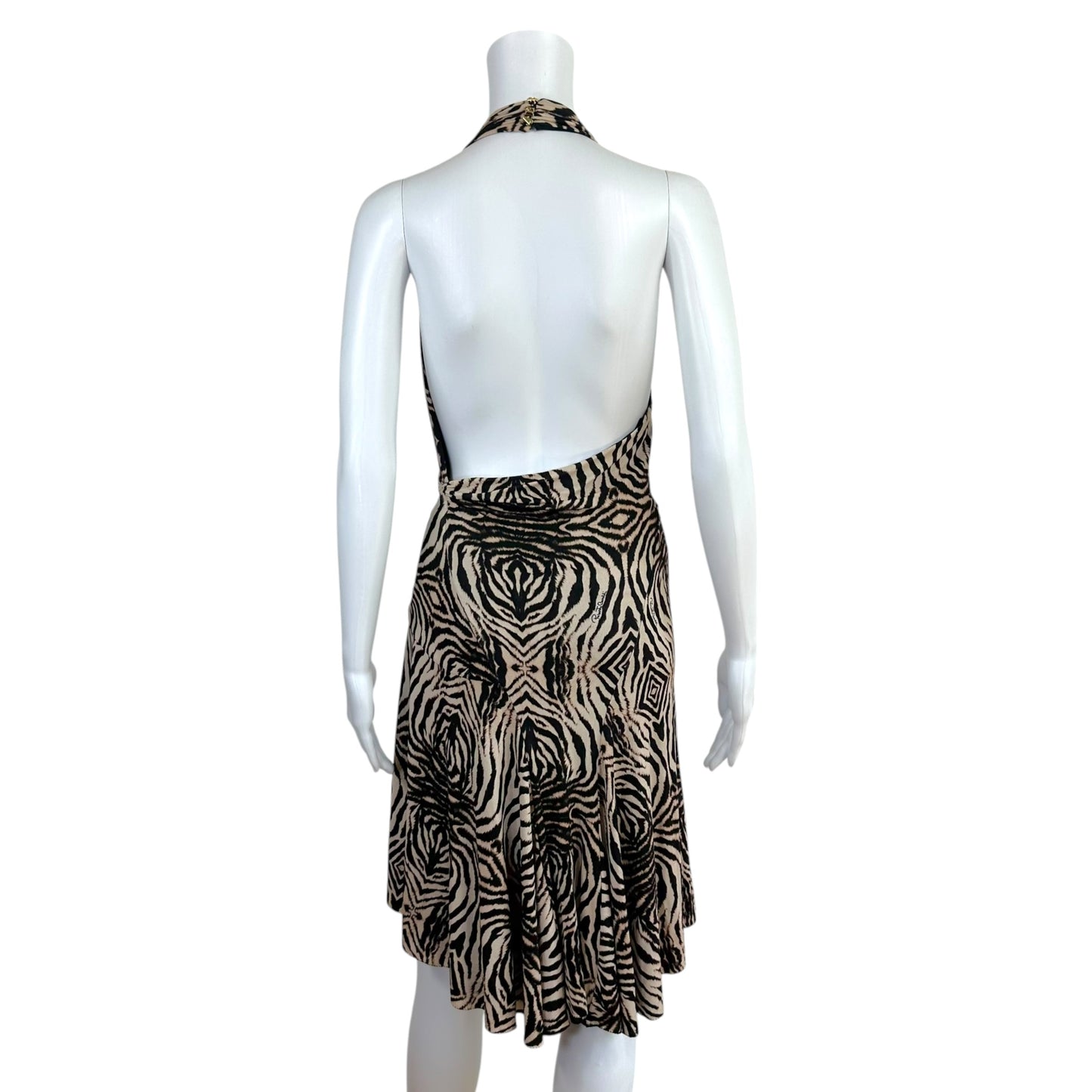Roberto Cavalli 2006 Zebra Print Halter Mini Dress
