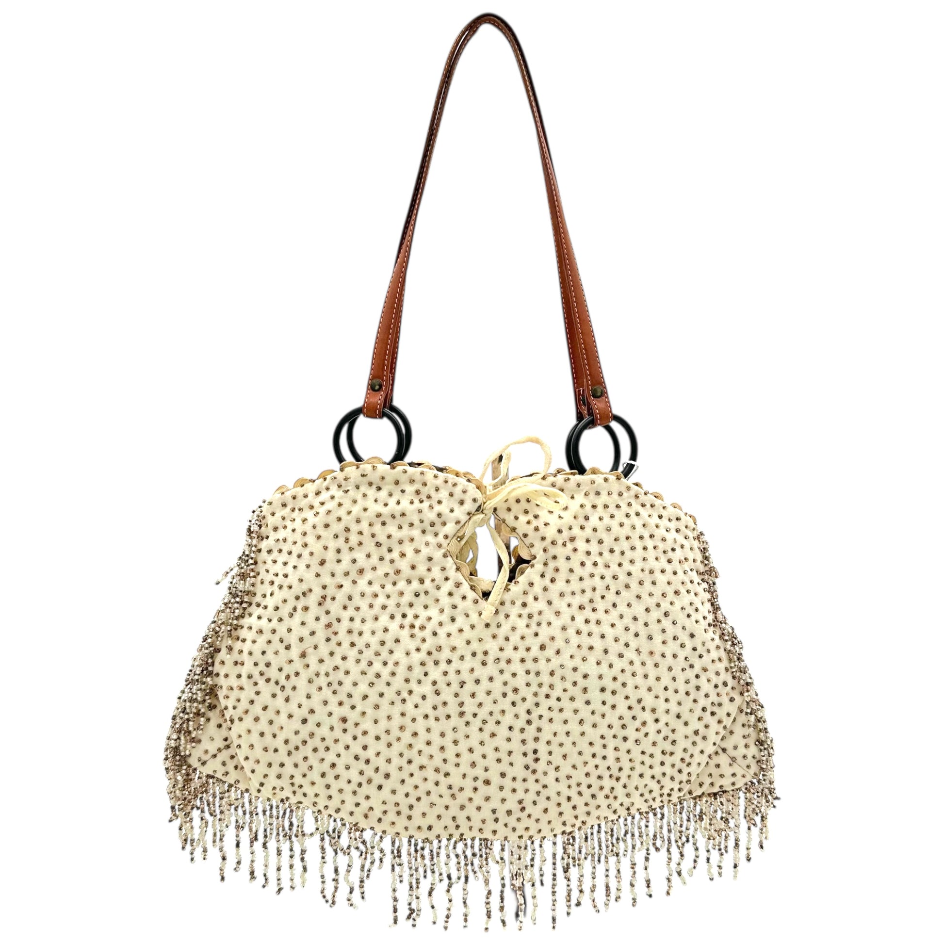 Jamin Puech Ivory Beaded Fringe Shoulder Bag - Outfit Repeater