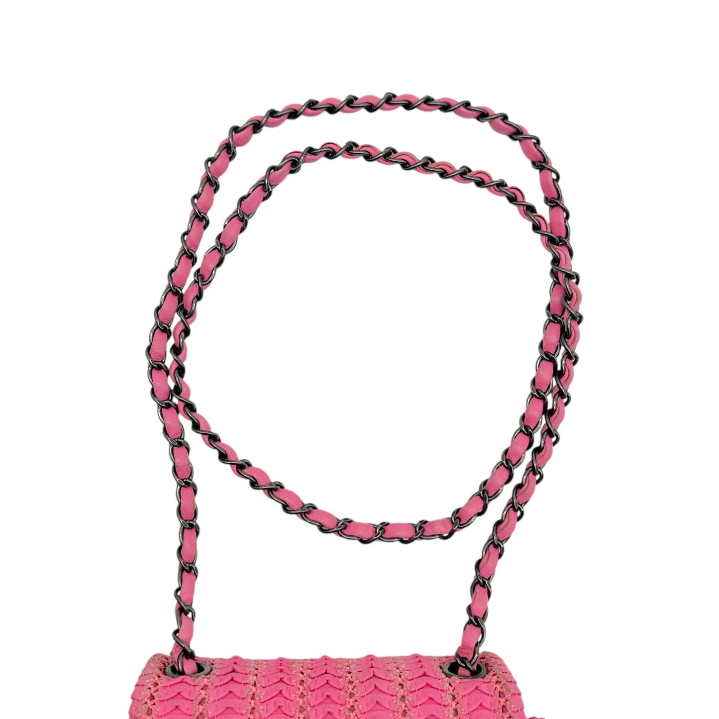 Chanel Paris-Seoul Pink Woven Leather Mini Square Flap Bag 2016