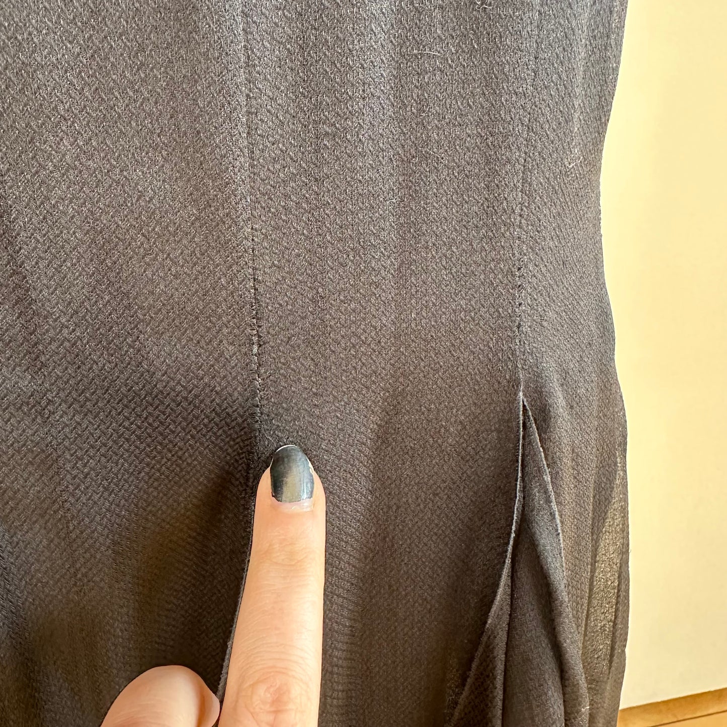 Chanel Black Silk Asymmetrical Hem Midi Skirt
