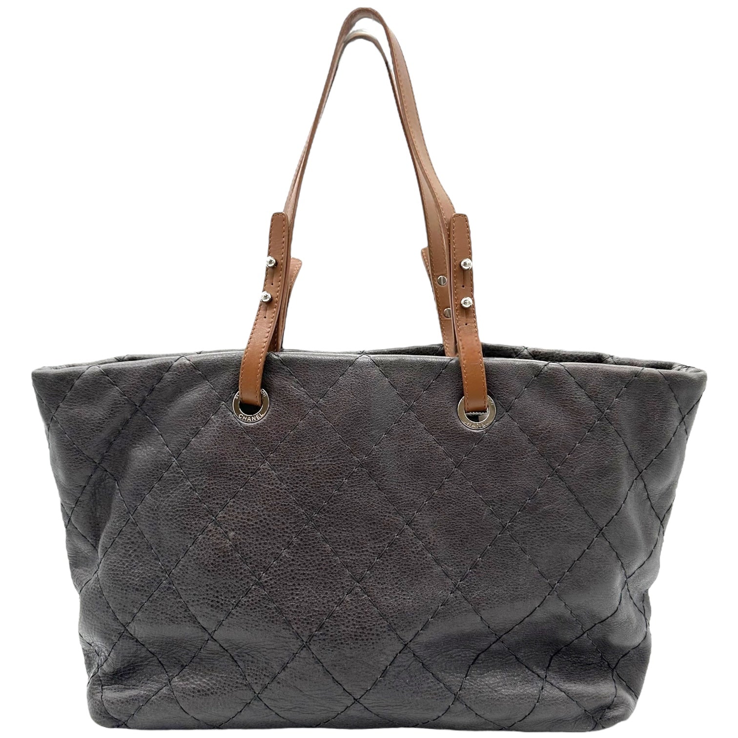 Chanel On the Road Gray & Brown Leather Tote Bag - Outfit Repeater