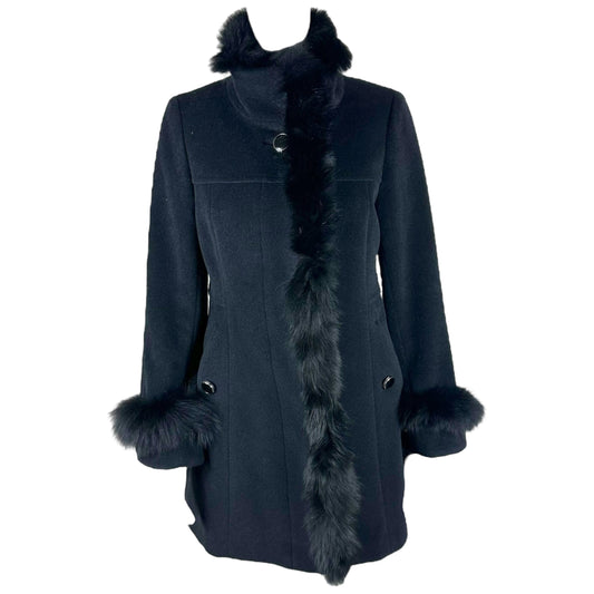 Courreges Black Fur Trim Penny Lane Coat