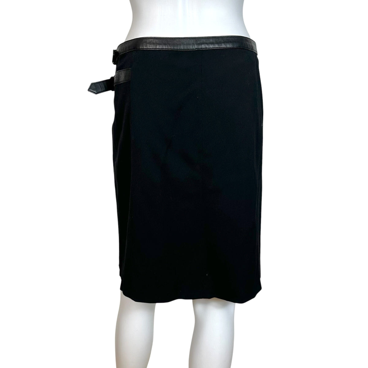 Gucci F/W 2008 Leather Trim Double Buckle Midi Skirt