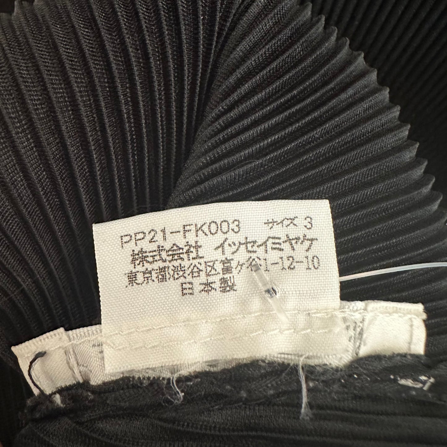 Issey Miyake Pleats Please Black Fringe Trim Pleated Longsleeve Blouse