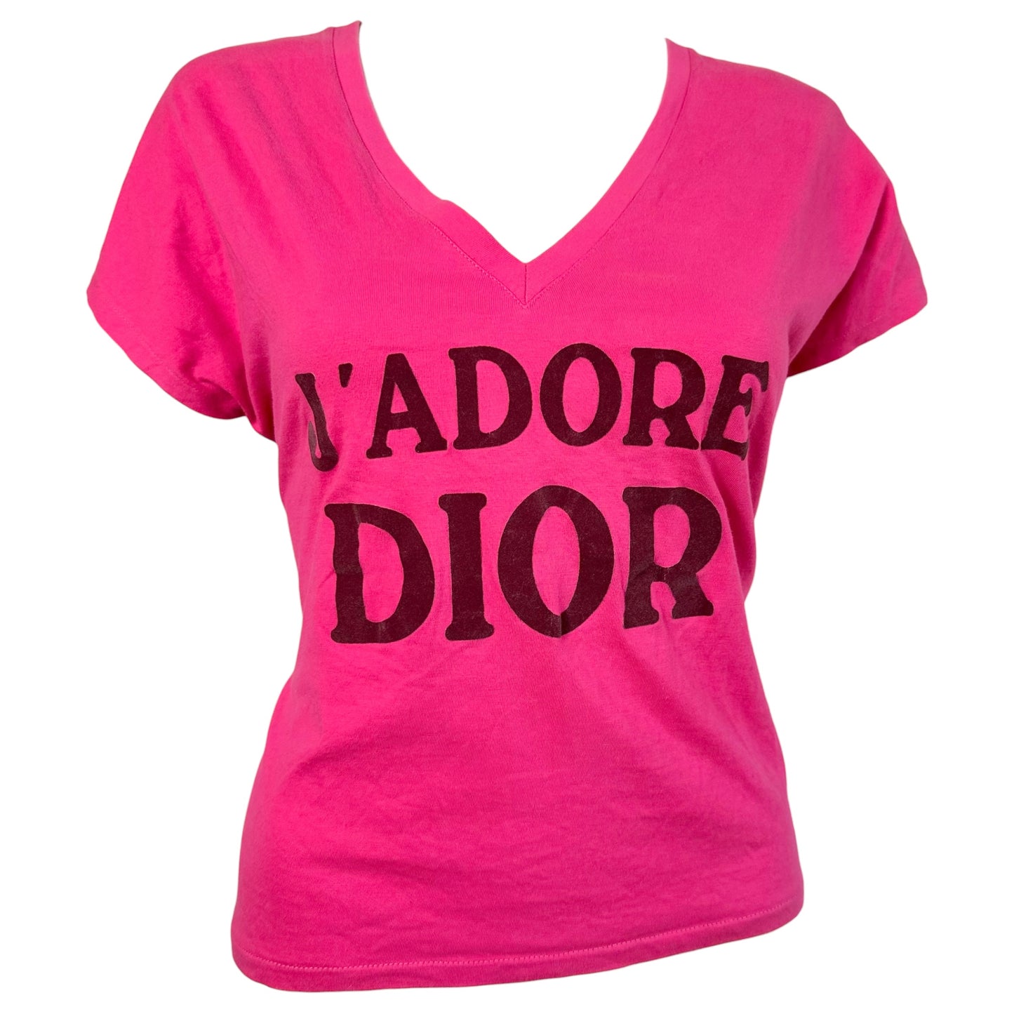 Christian Dior F/W 2003 Hot Pink J'adore Dior V-Neck T-Shirt