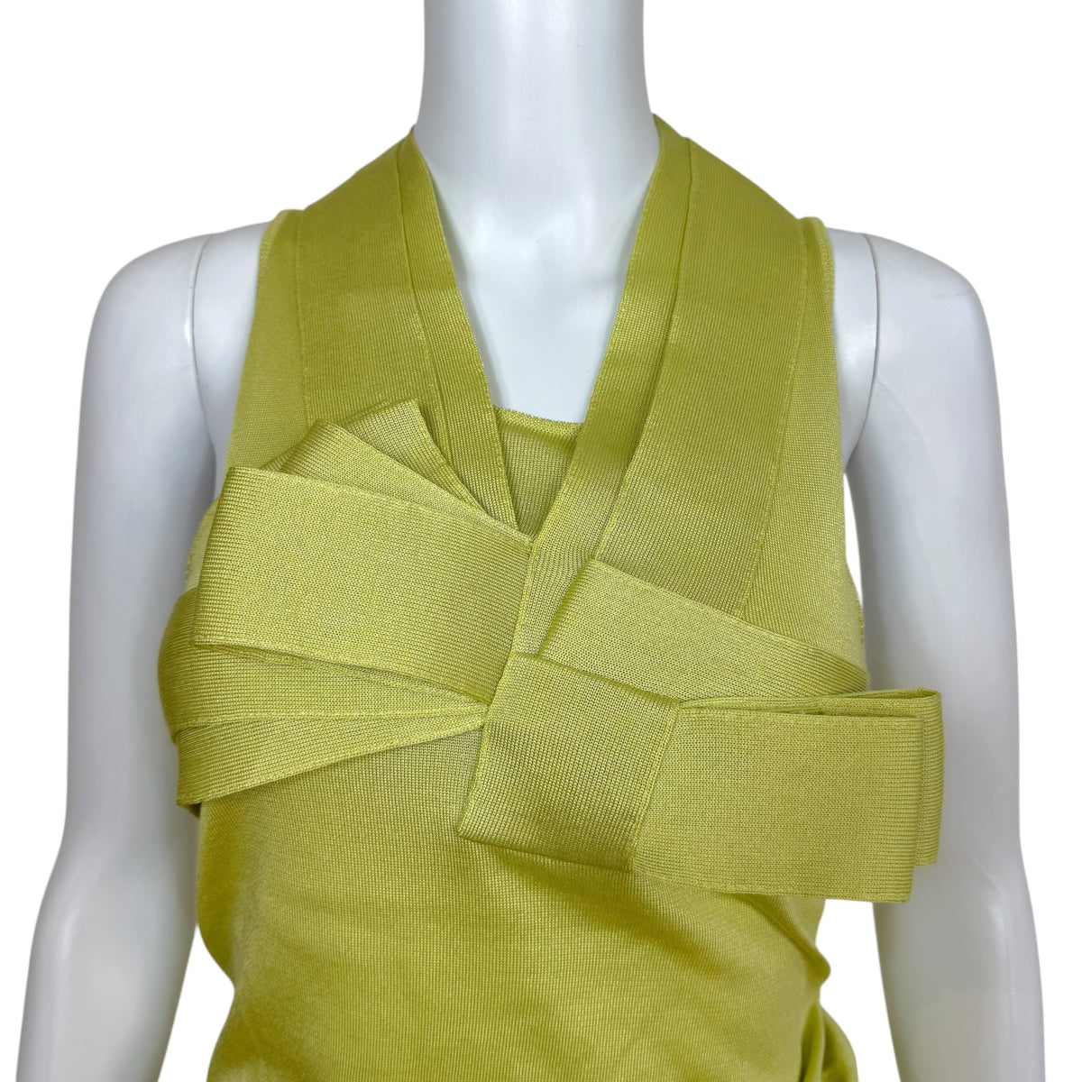 Celine Knit Bow Appliqué Tank Top Lime Green