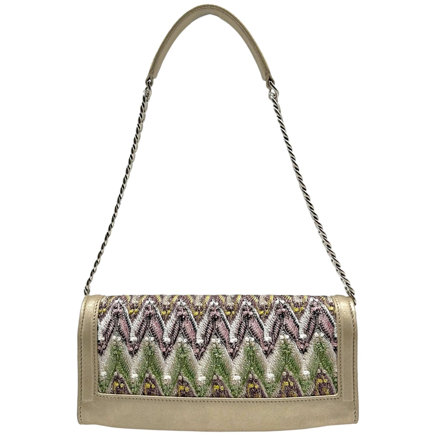 Missoni Gold Leather & Metallic Chevron East-West Mini Bag