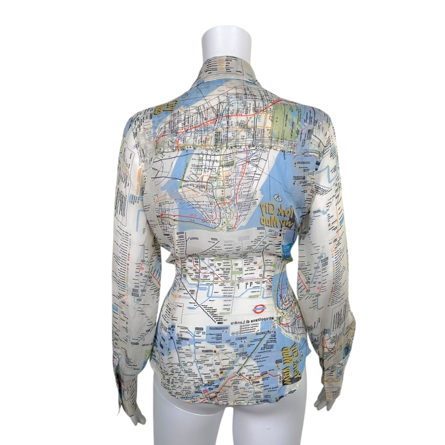 D&G Dolce & Gabbana Subway Map Sheer Silk Blouse