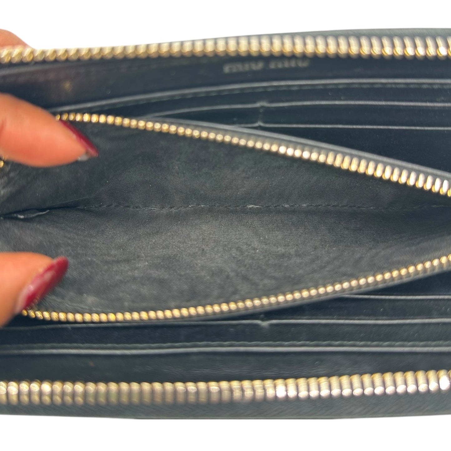 Miu Miu Black Leather Studded & Rhinestone Long Wallet - Outfit Repeater