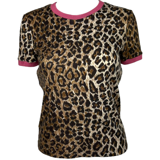 D&G Dolce & Gabbana Leopard Print Wool Ringer T-Shirt