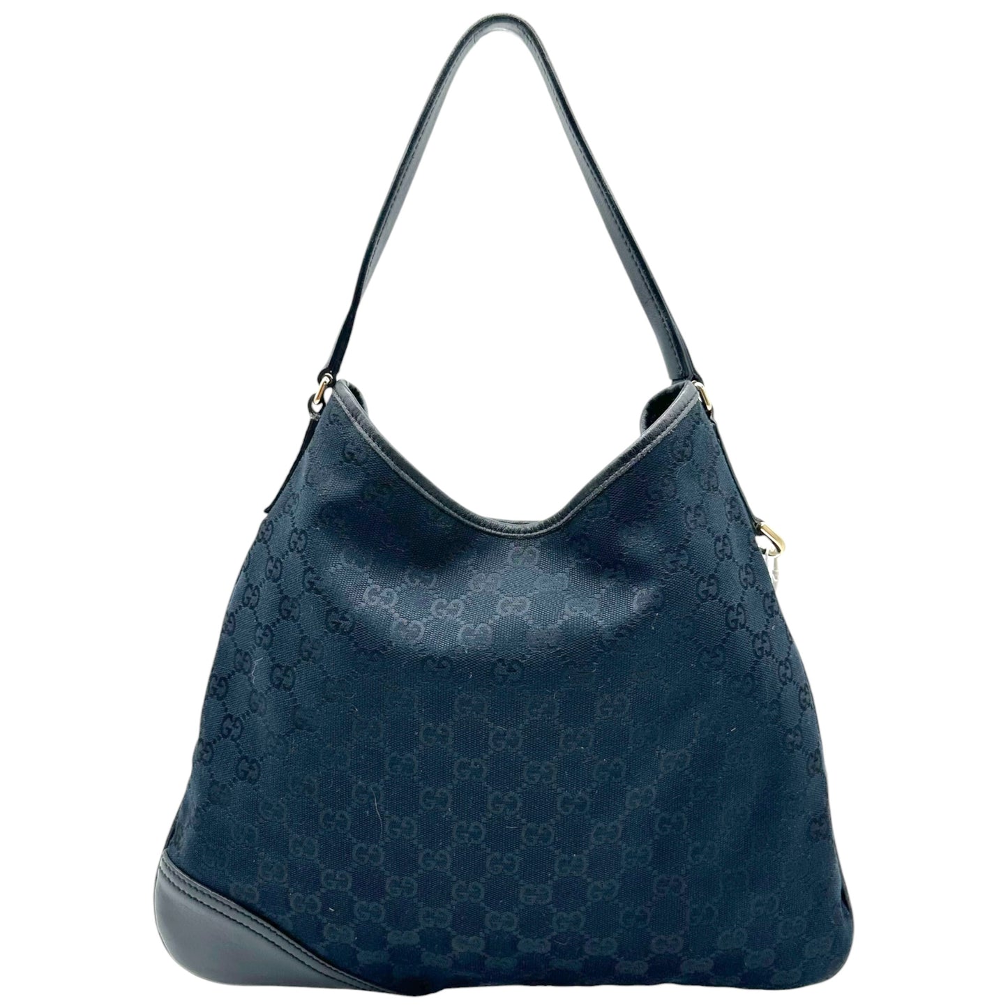 Gucci Black Monogram Canvas Shoulder Hobo Bag