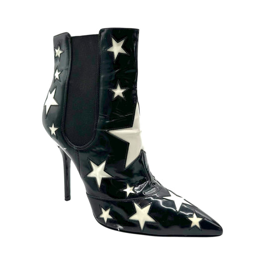 Dolce & Gabbana Black & White Star Patent Heeled Boots