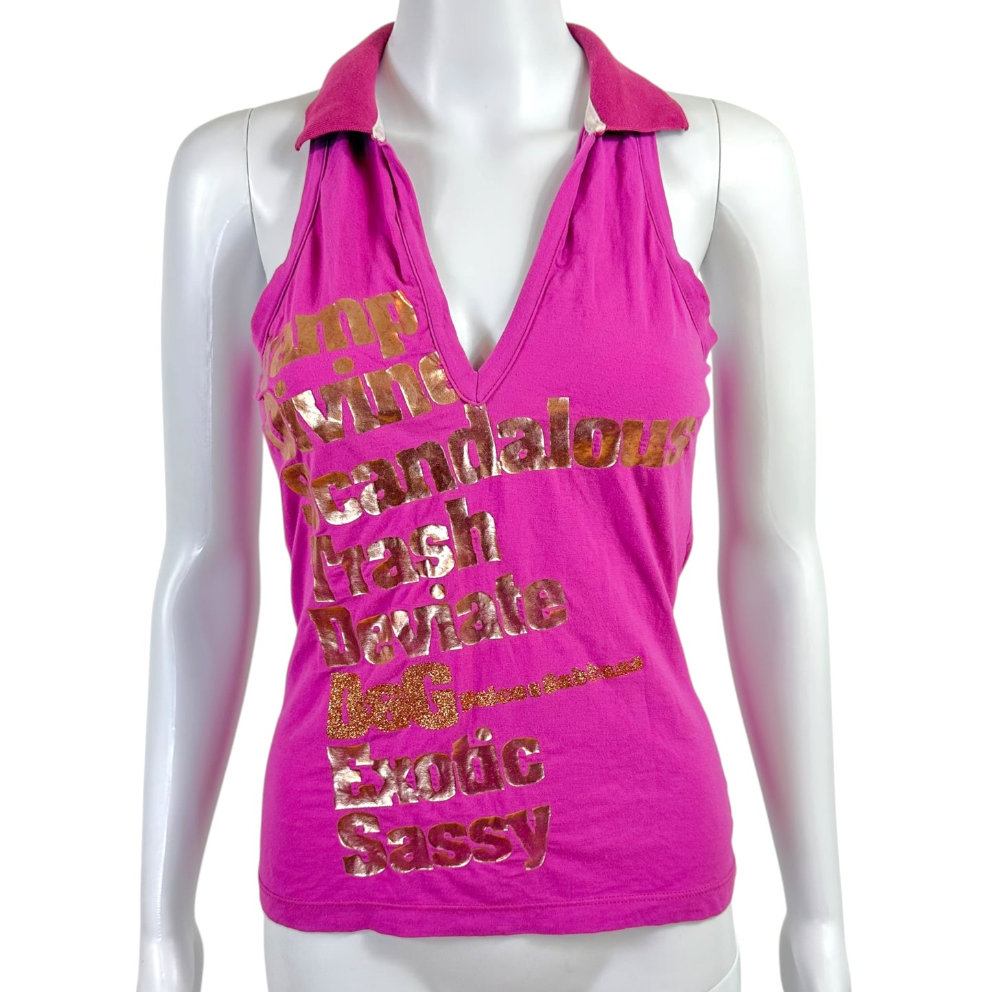 D&G Dolce & Gabbana Purple & Gold Word Tank