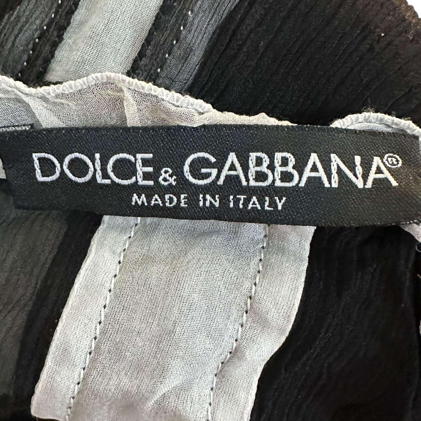 Dolce & Gabbana Black Silk Sheer Ruffle Trim Blouse NEW - Outfit Repeater