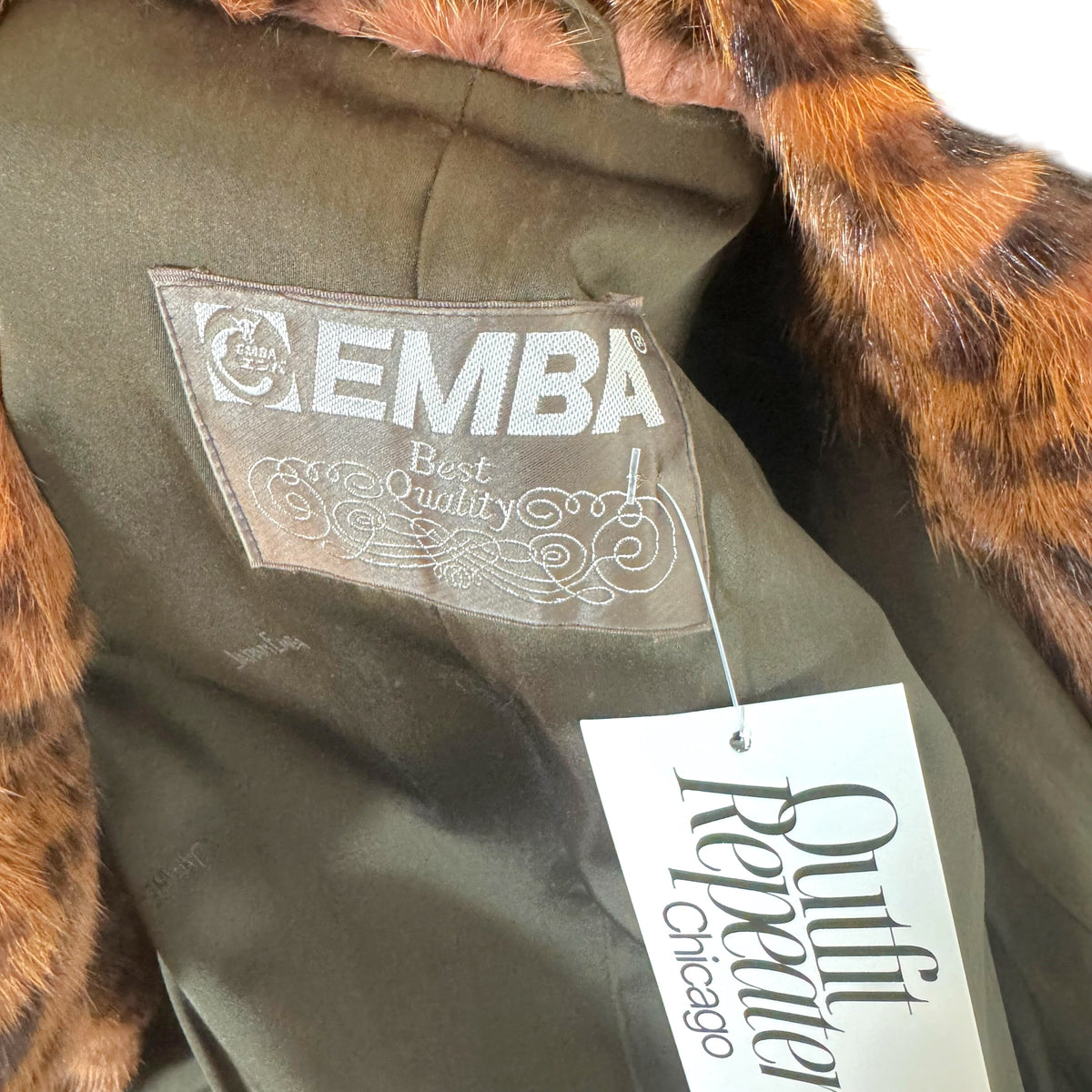 Emba Leopard Print Weasel Fur Coat 1990s Vintage XS